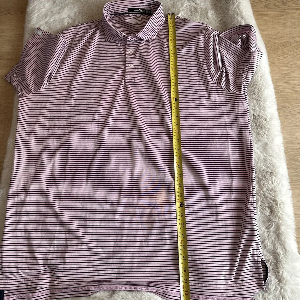 RLX Ralph Lauren Polo‎ Shirt Mens XXL Pink White Striped Governors Club TN Golf